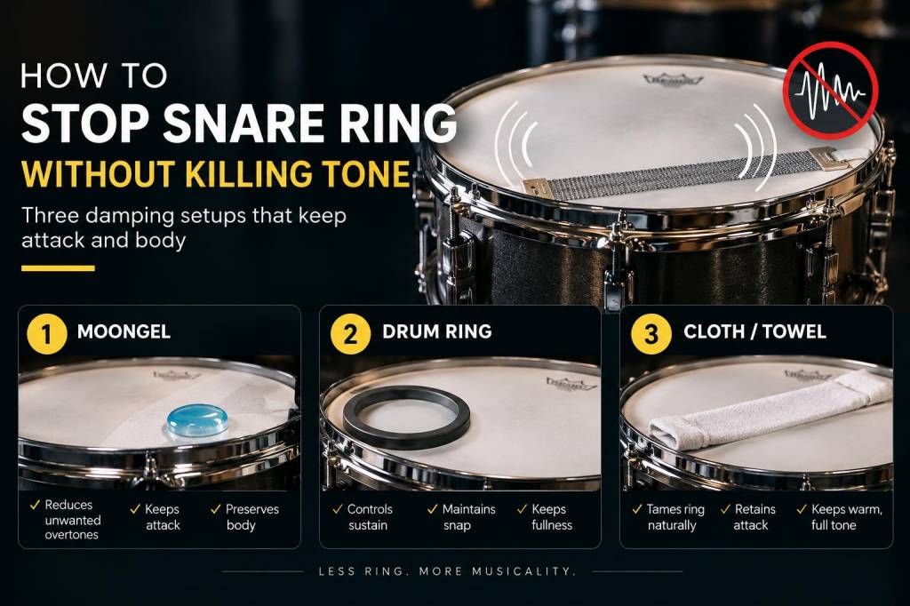 how to stop snare ring without killing tone: three damping setups that keep attack and body